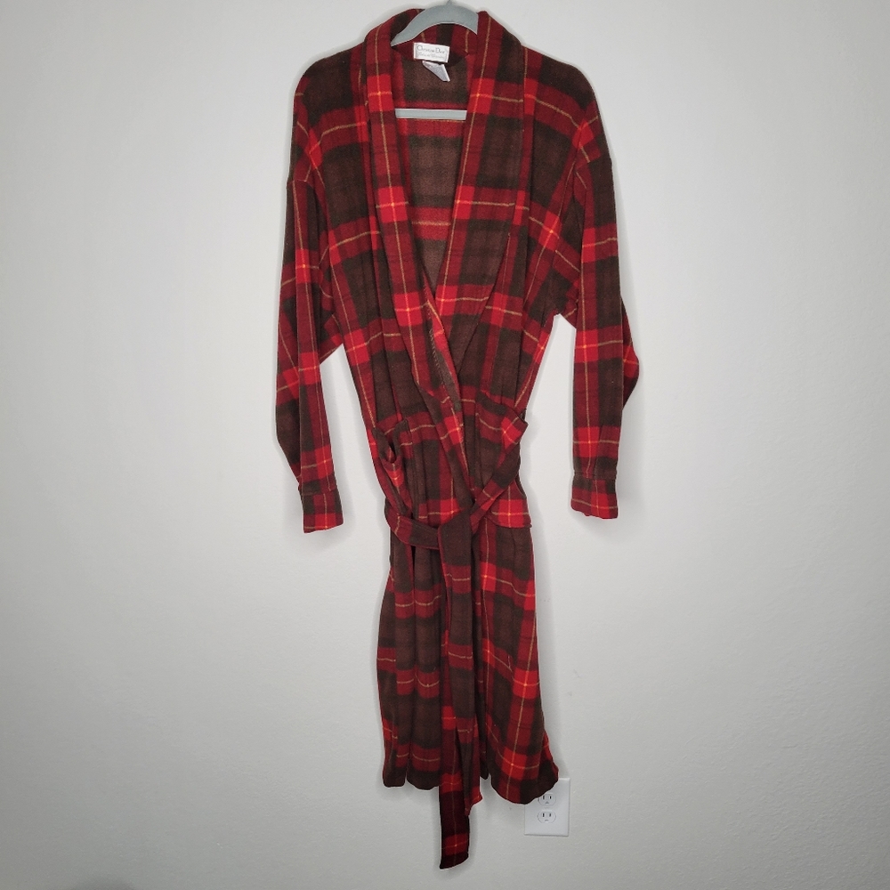 Christian dior plaid robe with waist tie